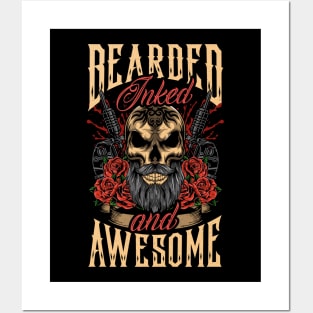 Bearded Inked And Awesome Badass Dad Posters and Art